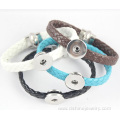 Multi Colorful Weaved Leather Noosa Bangle With DIY Buttons